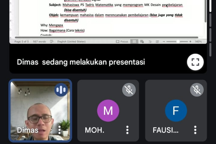 Pelatihan Kepenulisan Mahasiswa Tadris Matematika IAIN Madura oleh Dimas Danar Septiadi, M.Pd